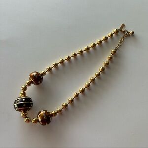 Leritz Vintage Gold Tone Enamel Beads Statement Necklace Made in Spain